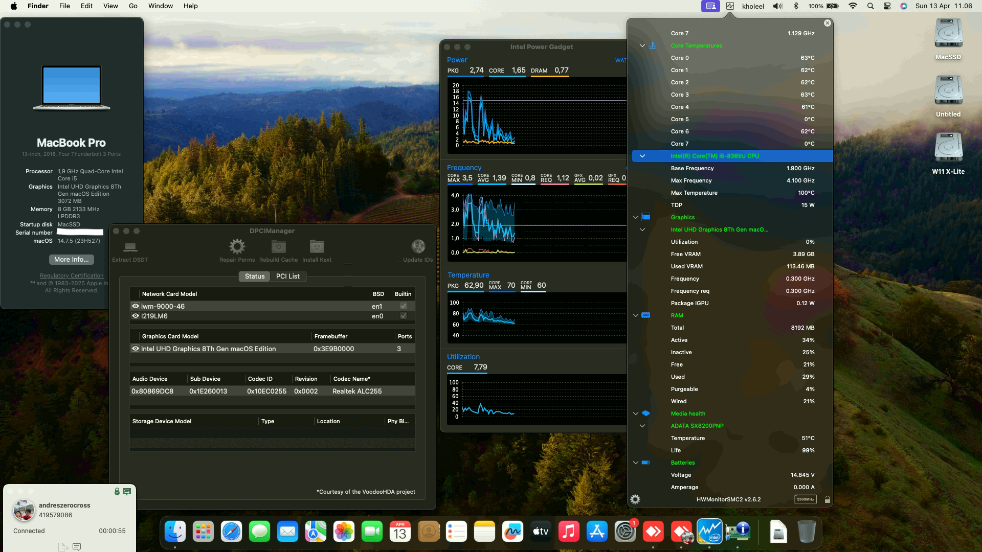 Success Hackintosh macOS Sonoma 14.7.5 Build 23H527 in Fujitsu LifeBook U939X/A Touchscreen